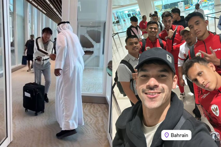 Rombongan pertama Timnas Indonesia disambut oleh Kedutaan Besar Republik Indonesia di Bahrain pada Minggu (6/10)