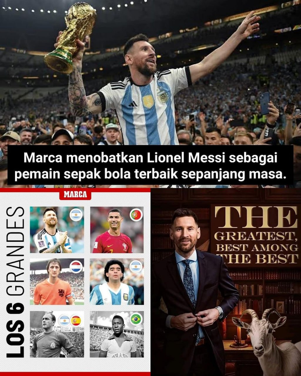 MARCA telah memilih Lionel Messi sebagai PEMAIN SEPAK BOLA TERBAIK SEPANJANG MASA