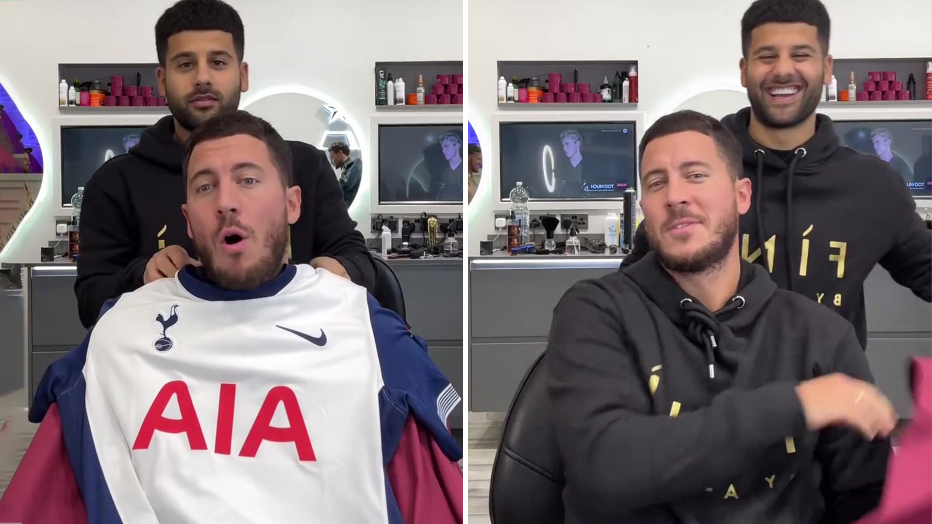 Reaksi Lucu Dari Eden Hazard Setelah di Prank Oleh Tukang Cukurnya Ahmed Alsanawi Untuk Mengenakan Kaus Tottenham Hotspur dan Menyuruhnya Untuk Segera Melepasnya.